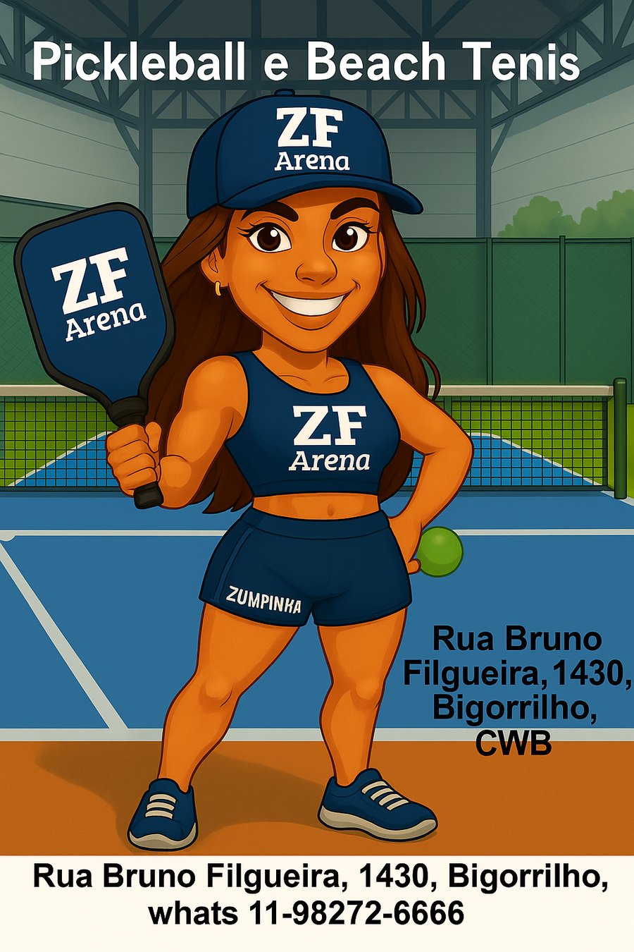 Pôster de divulgação do pickleball com a Zumpinha